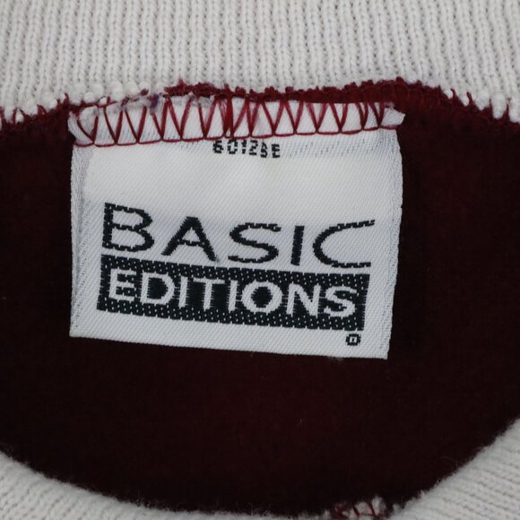 Basic Editions Cat Graphic Sweatshirt Womens L Burgundy Vintage 90s Grannycore - Picture 3 of 13